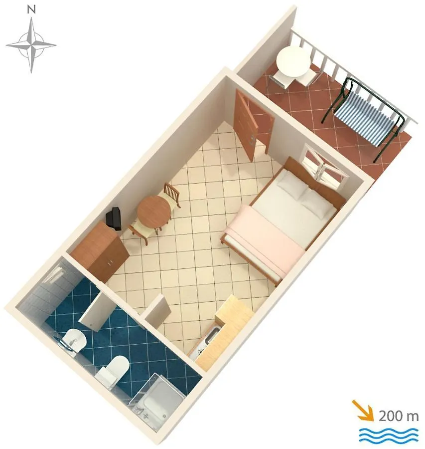Studio Baska 5450B Guest House Apartment
